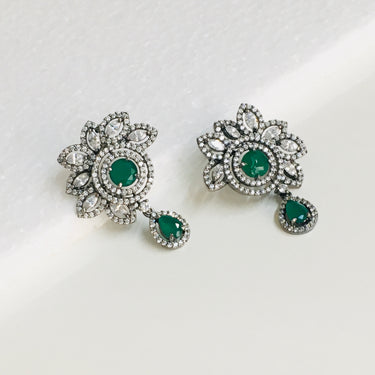 Emerald Drop Floral Earrings